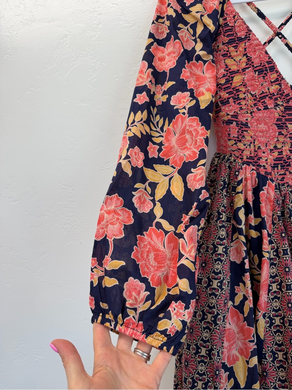 NWT Free People A New Way Floral Button-Front in Navy and Pink Maxi Dress SizeXL - Picture 6 of 17